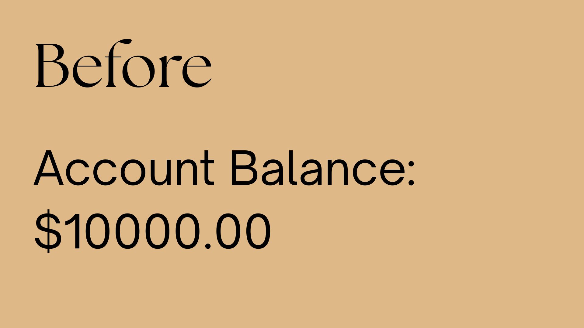 Bank account before
